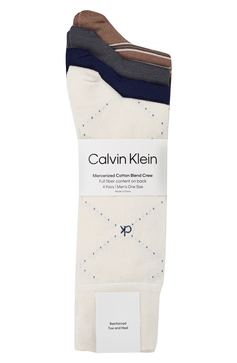 Calvin Klein 4-Pack Dress Socks, Alternate, color, Tan Multi