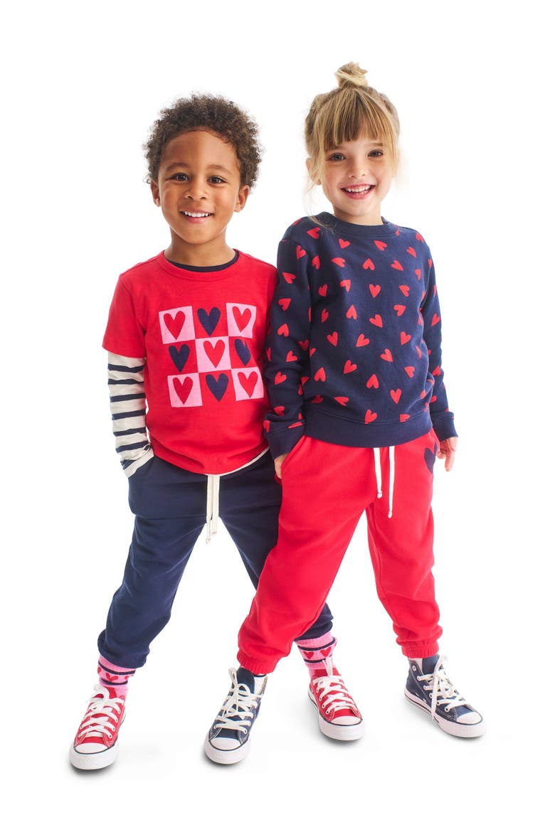 Kids Heart Sweatpant, Alternate, color, Navy Lollipop