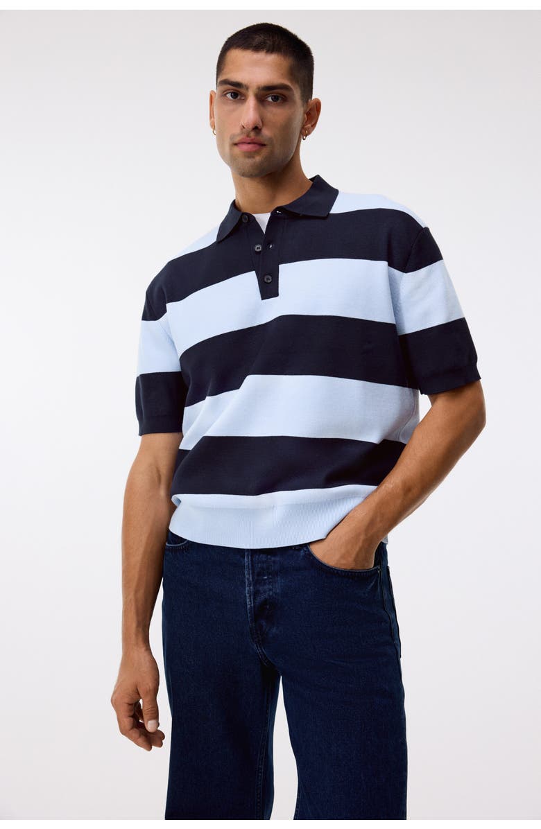 H&M Regular Fit Polo Shirt, Alternate, color, Navy Blue/Striped