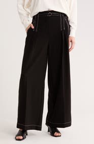Adrianna Papell Topstitch Paperbag Pants