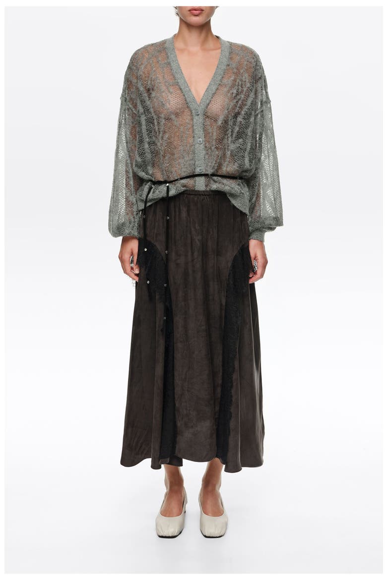 Fluid Midi Skirt with Lace Trim, Main, color, WASHED BLACK