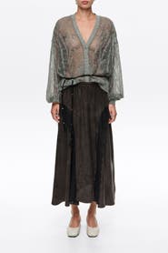 BIMBA Y LOLA Fluid Midi Skirt with Lace Trim