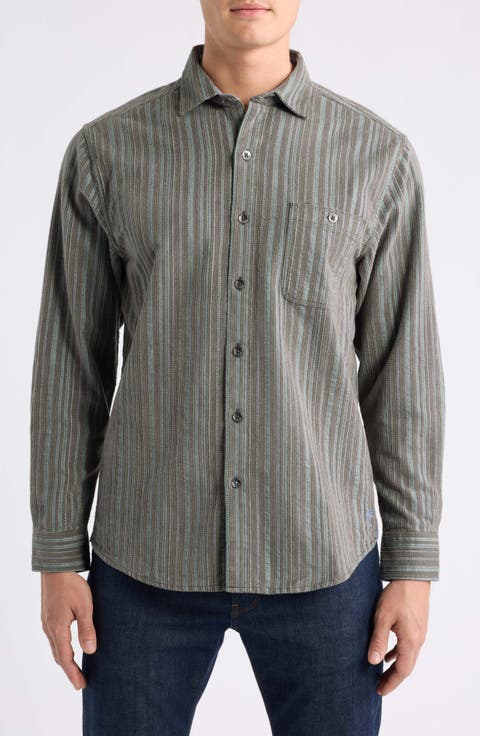 Coastline Cord Montecito Stripe Cotton Corduroy Button-Up Shirt