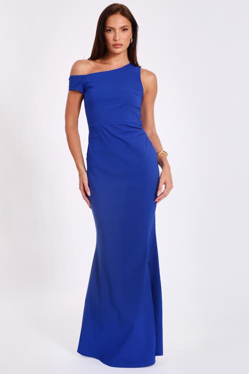 Quiz Bengaline Strap Off Shoulder Wrap Maxi Dress In Blue
