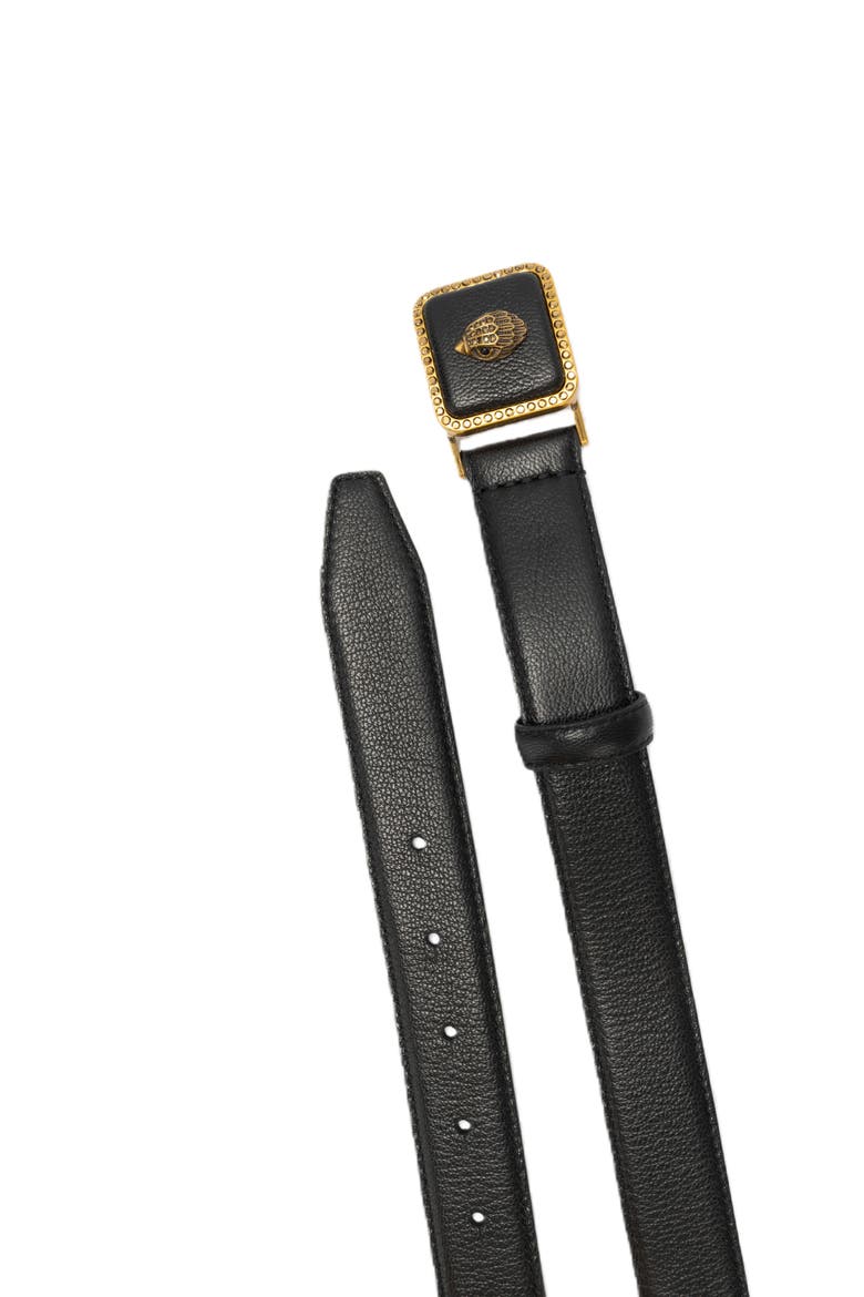 Crystal Eagle Buckle Leather Belt, Alternate, color, BLACK ANTIQUE BRASS