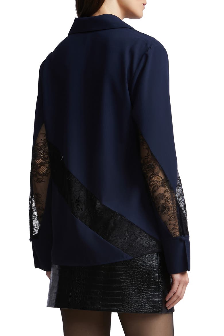 Lex Lace Inset Shirt, Alternate, color, DARK SAPPHIRE