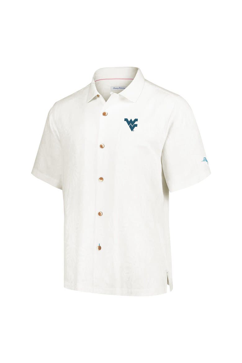 Men's Tommy Bahama Cream West Virginia Mountaineers Castaway Game Camp Button-Up Shirt, Alternate, color, Cream