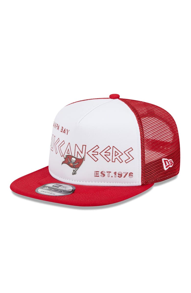 New Era Men's New Era White/Red Tampa Bay Buccaneers Banger 9FIFTY Trucker Snapback Hat, Main, color, White