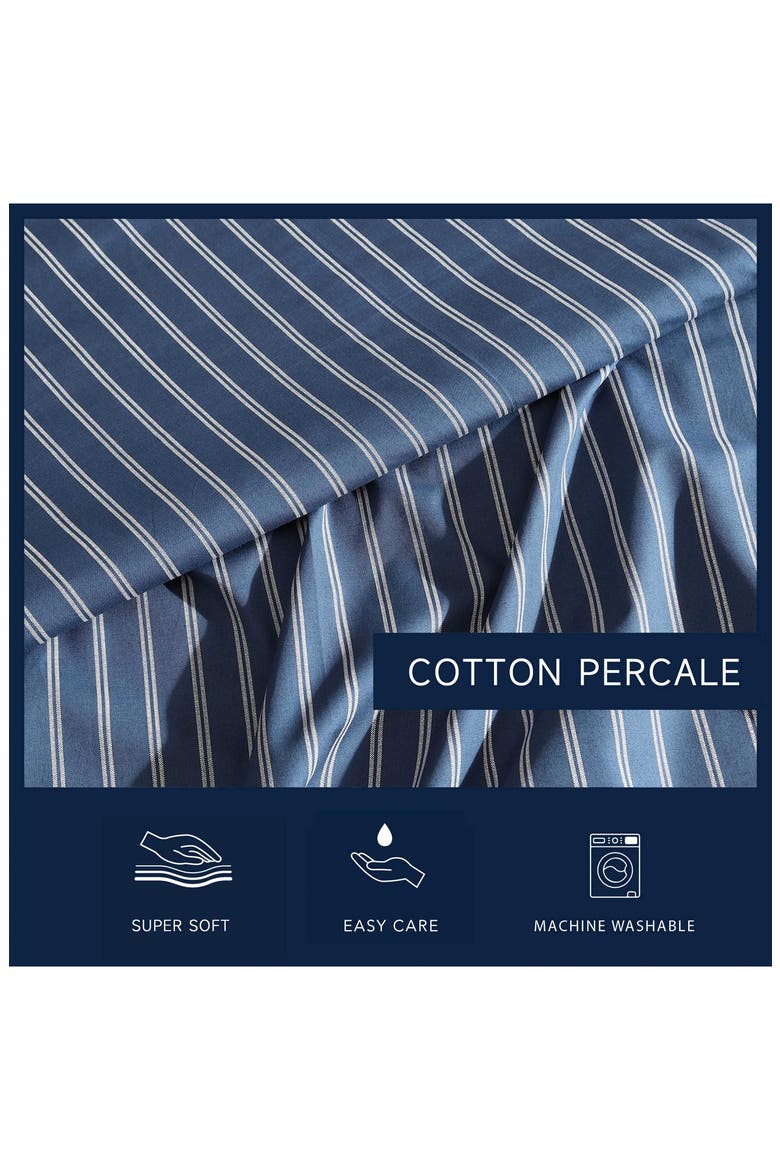 Richmond Stripe 200 Thread Count Cotton Percale Sheet Set, Alternate, color, CAPTAINS BLUE