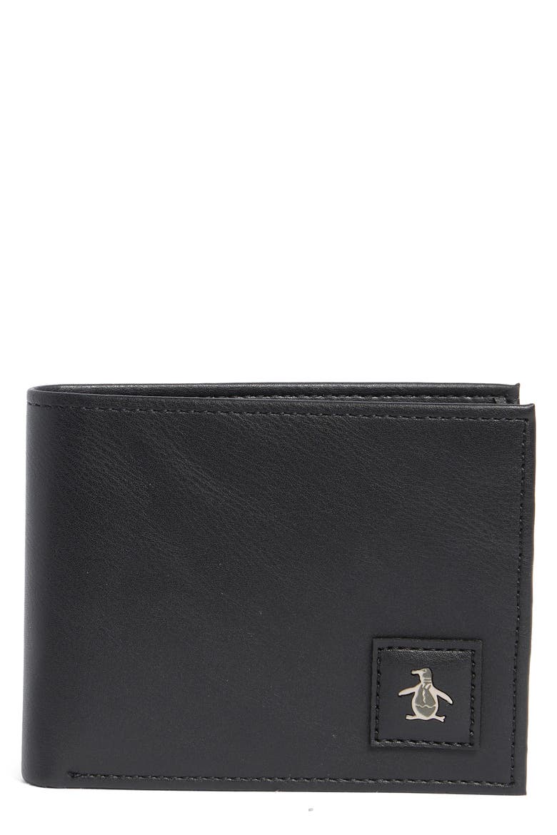 Leather Passcase Wallet, Main, color, BLK