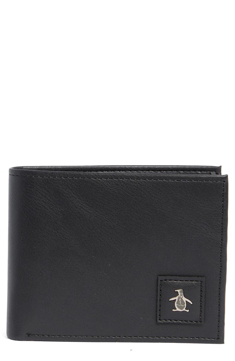 Original Penguin Leather Passcase Wallet, Main, color, Black