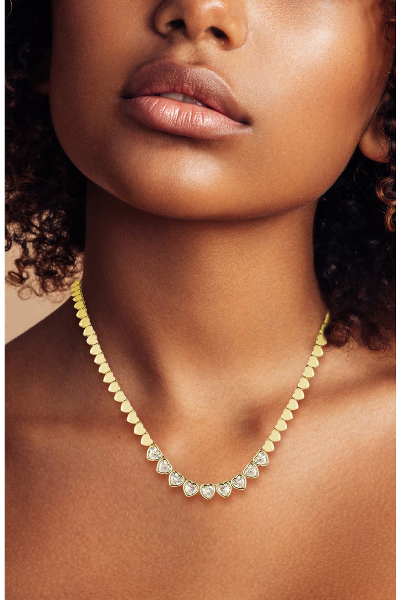 Heart Cubic Zirconia Necklace, Alternate, color, GOLD