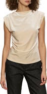 Sanctuary Pleated Sleeve Side Ruched Velvet Top