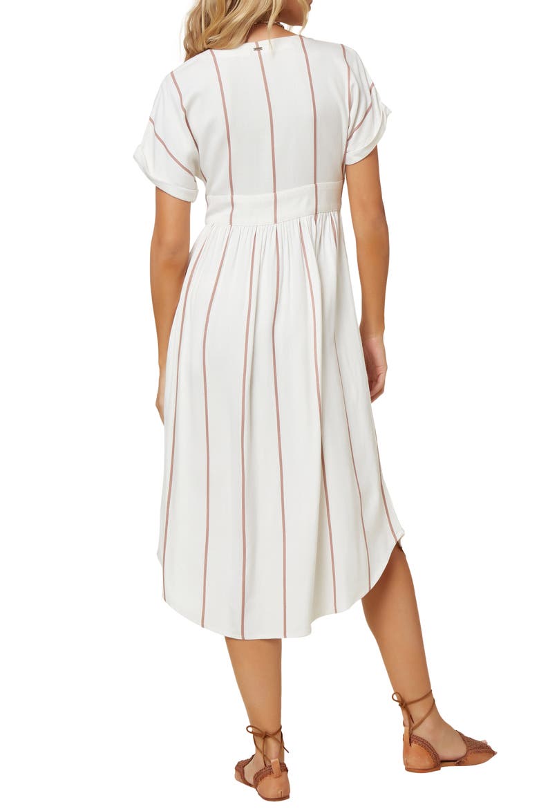 Reid Stripe Midi Dress, Alternate, color, BRIGHT WHITE