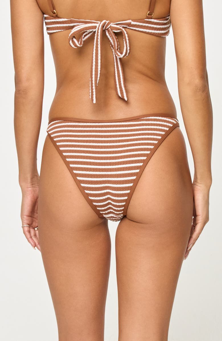 LSPACE Suzi Textured Stripe Bikini Bottoms, Alternate, color, Brown Sugar