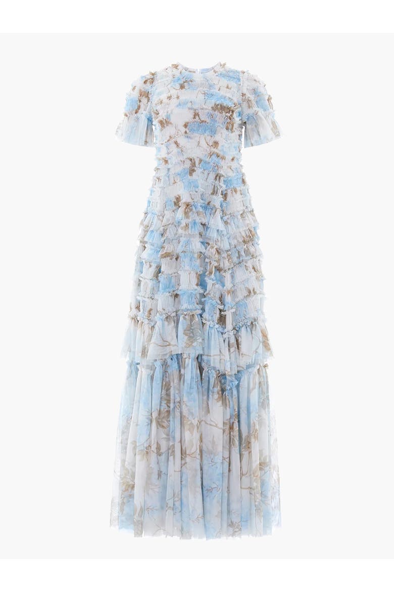 Wisteria Valentine Ruffle Gown, Alternate, color, Optic White/Blue