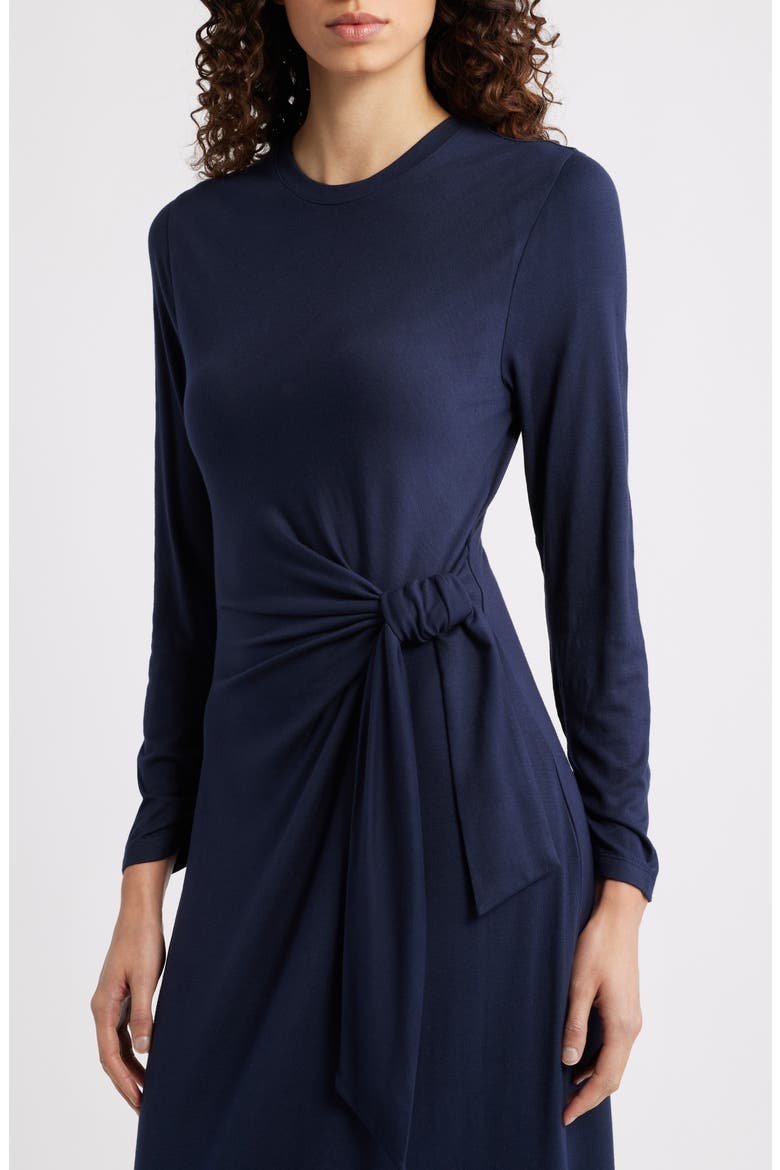 Erlot Side Tie Long Sleeve Midi Dress, Alternate, color, DARK BLUE