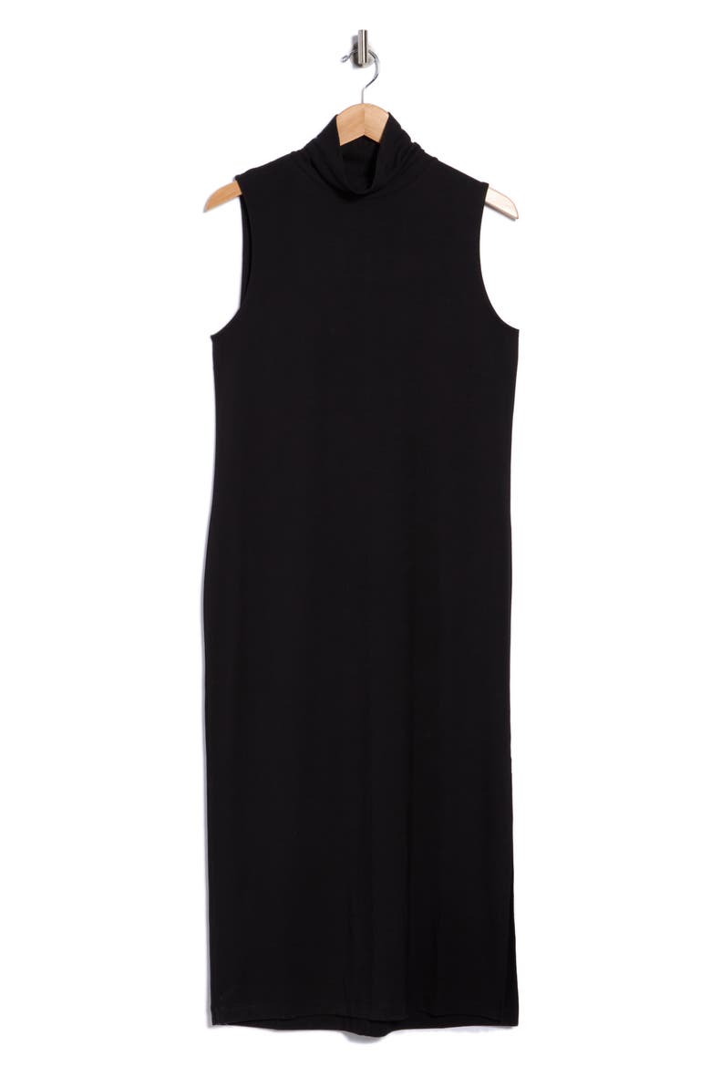 Sleeveless Turtleneck Midi Dress, Main, color, BLACK
