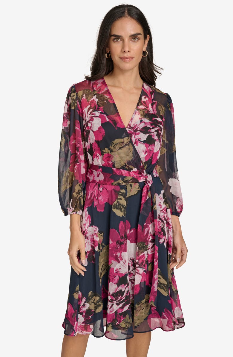 Calvin Klein Long Sleeve Faux Wrap Dress, Alternate, color, 