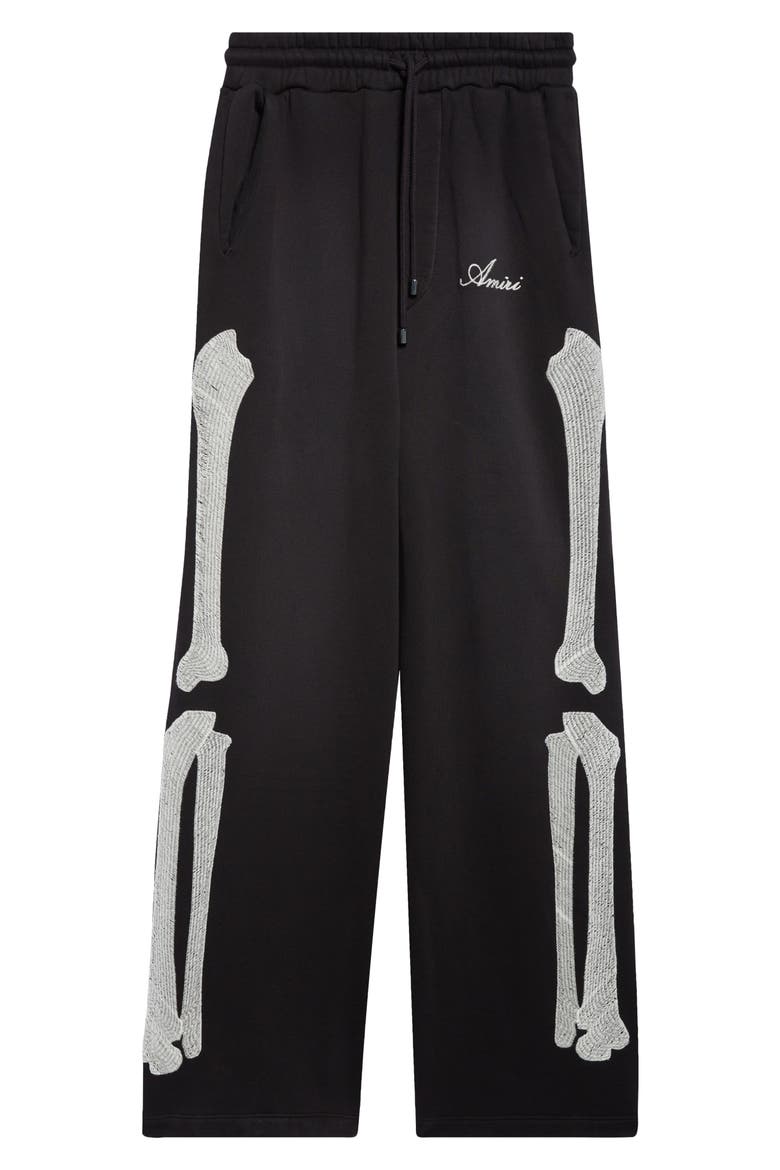 Bones Oversize Wide Leg Cotton Sweatpants, Alternate, color, BLACK
