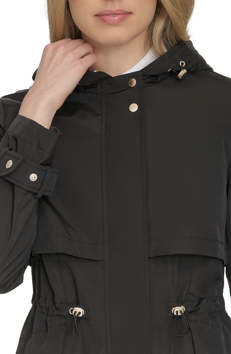 Cole Haan Signature Hooded Trench Raincoat, Alternate, color, Black
