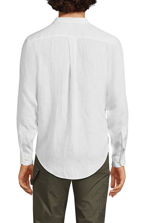 Lands' End Long Sleeve Linen Shirt In White