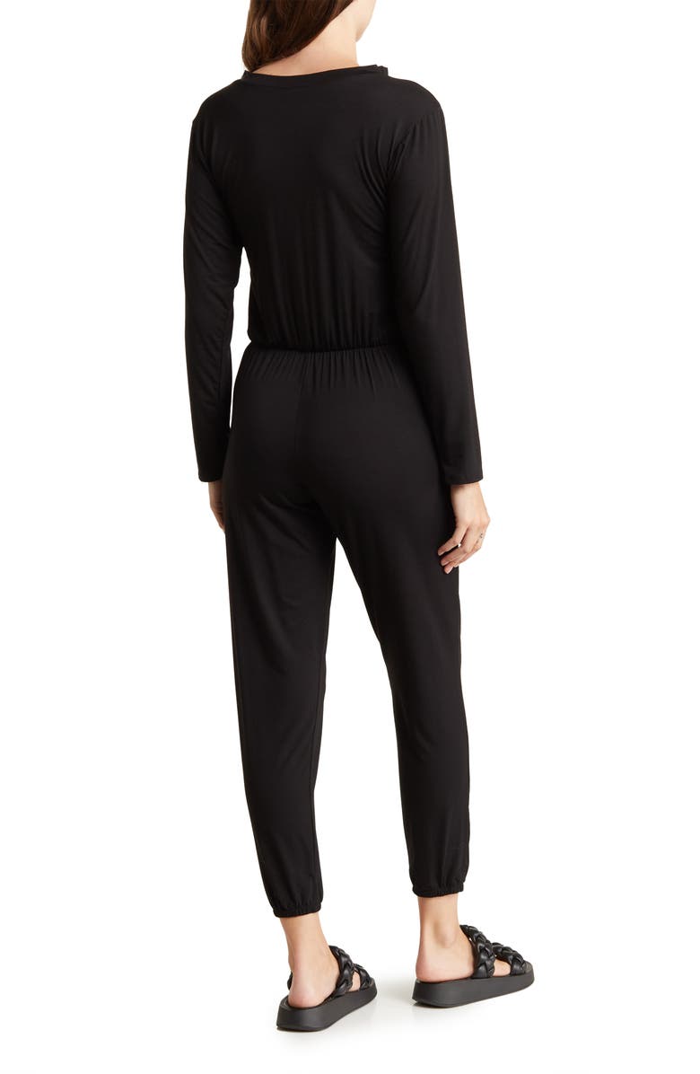 GO COUTURE Long Sleeve Jumpsuit, Alternate, color, Black