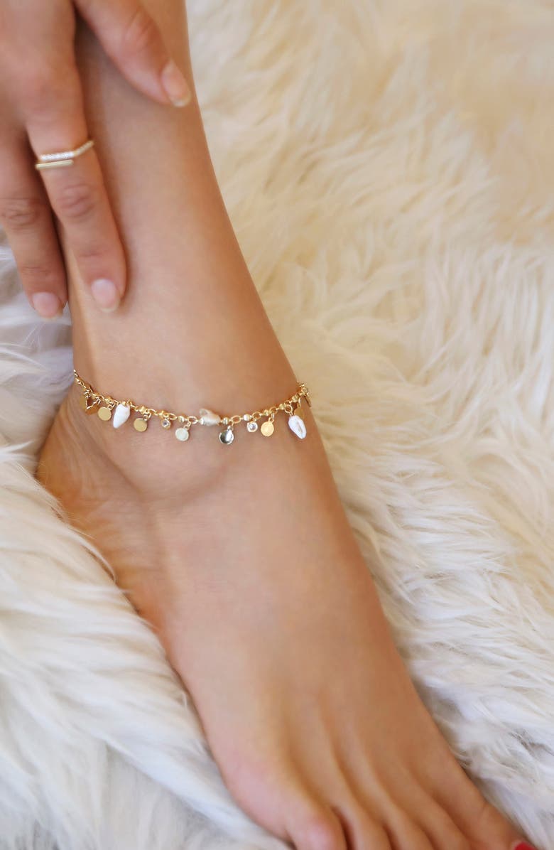 Ettika Shell Anklet, Alternate, color, Gold