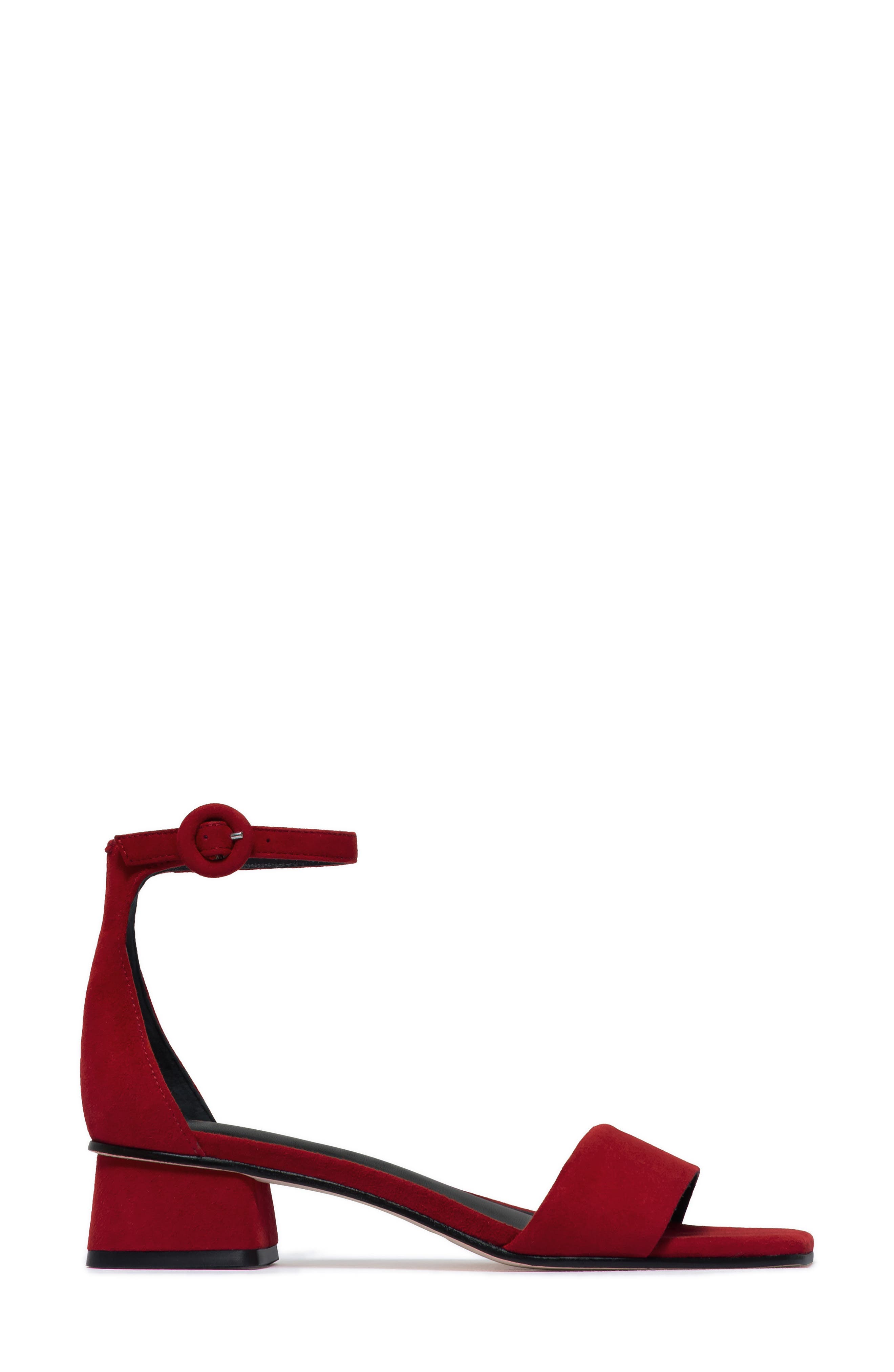 Jalena Ankle Strap Sandal, Alternate, color, DARK RED KID SUEDE