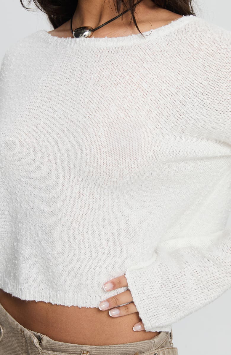 Princess Polly Riala Boatneck High-Low Sweater, Alternate, color, White