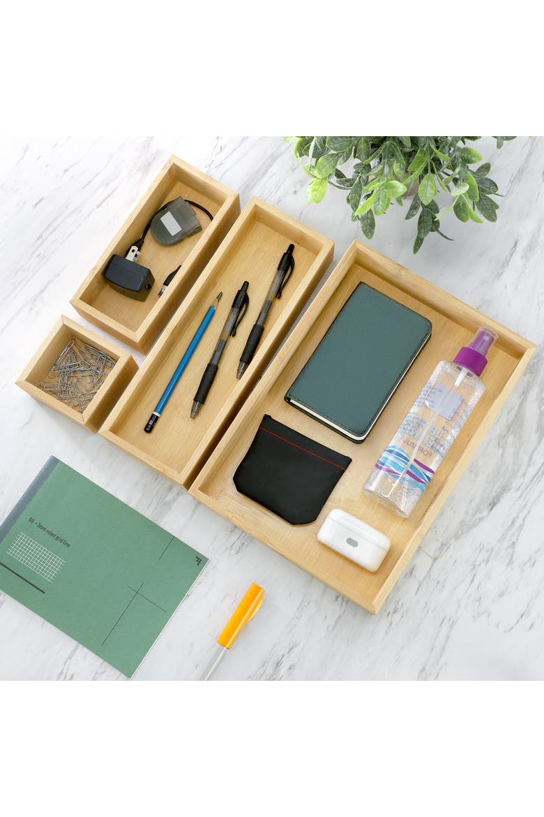 Wood Storage and Organization Trays, Alternate, color, Bamboo