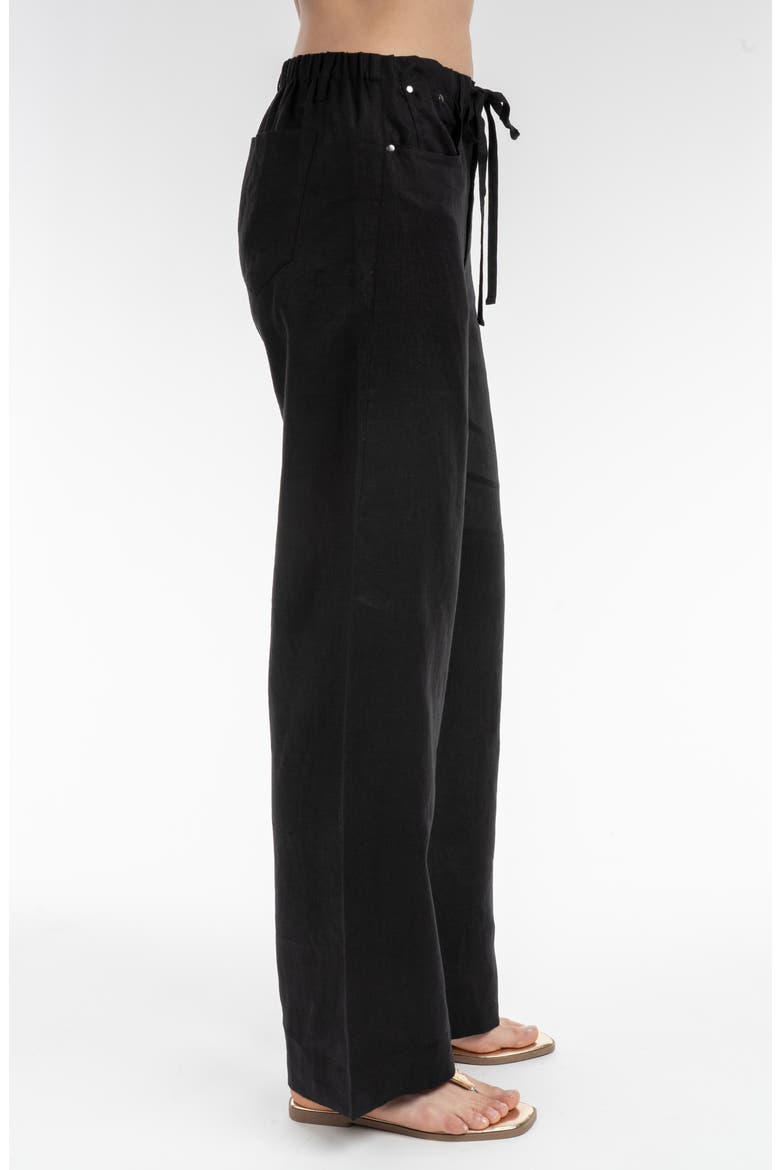 Linen Drawcord Pant, Alternate, color, Black