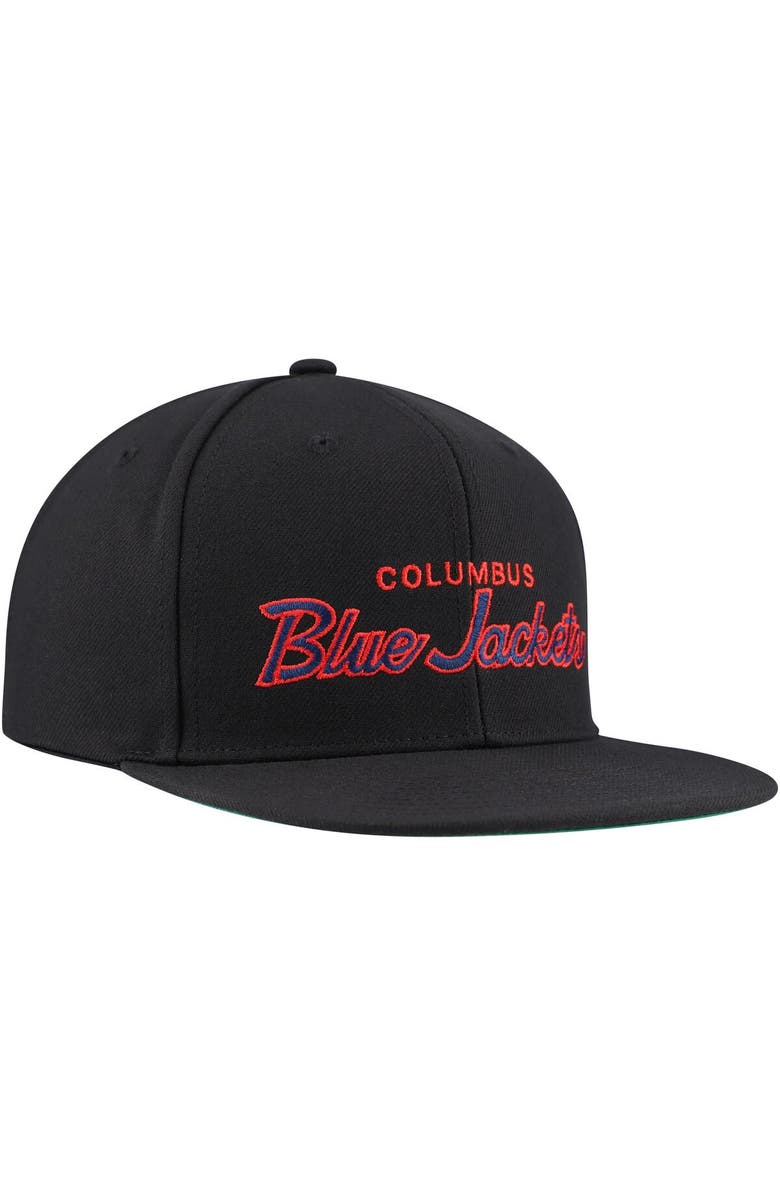 Mitchell & Ness Men's Mitchell & Ness Black Columbus Blue Jackets Core Team Script 2.0 Snapback Hat, Alternate, color, Black
