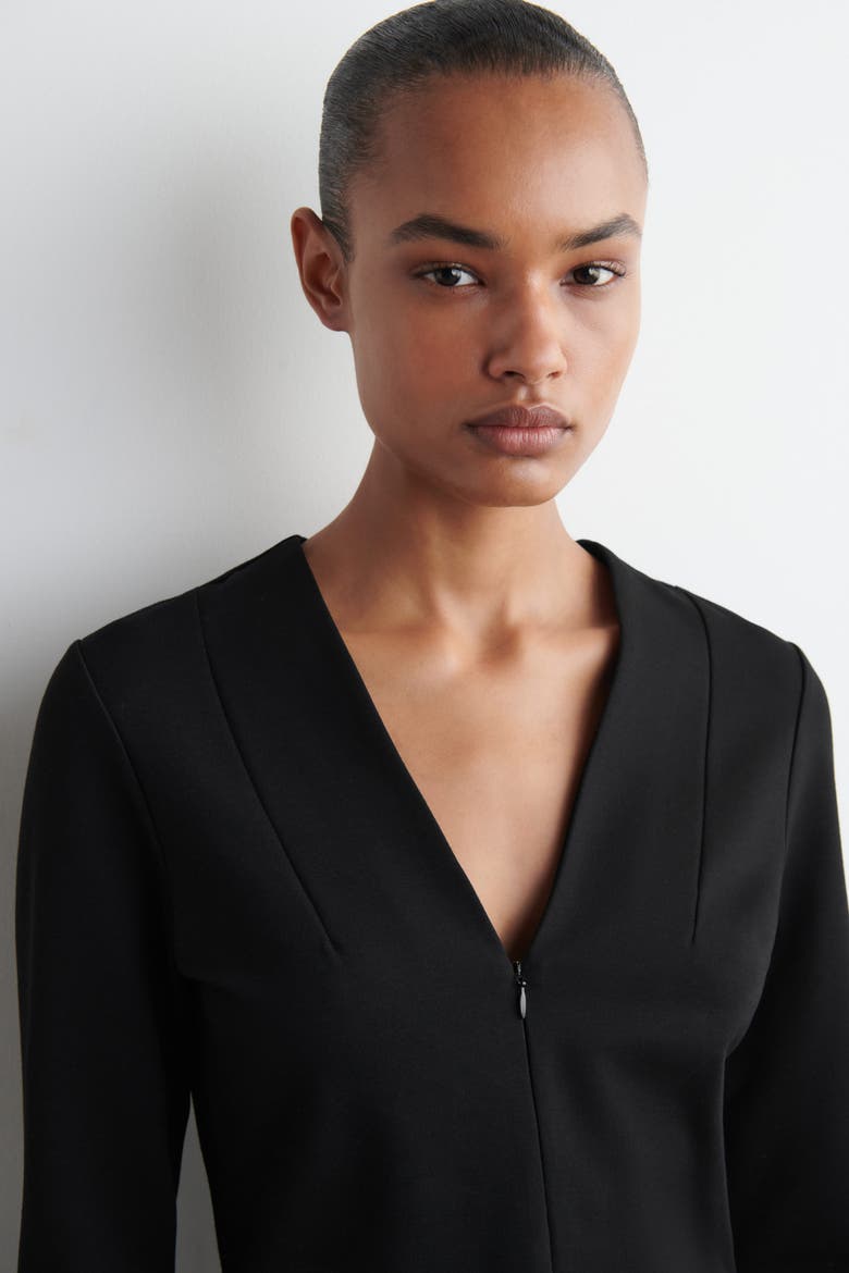 Jersey V-Neck Top, Alternate, color, BLACK