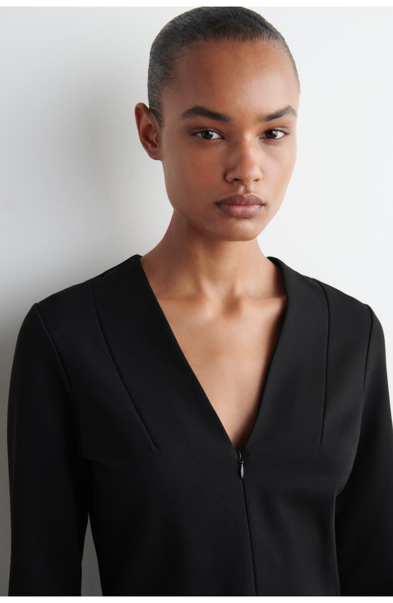 COS Jersey V-Neck Top, Alternate, color, Black