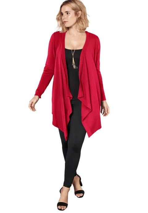 Plus Size Lightweight Handkerchief Hem Cardigan Sweater (Plus)