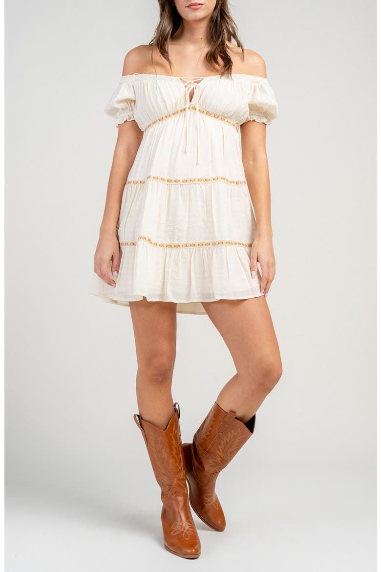 Off the Shoulder Babydoll Dress, Main, color, IVORY