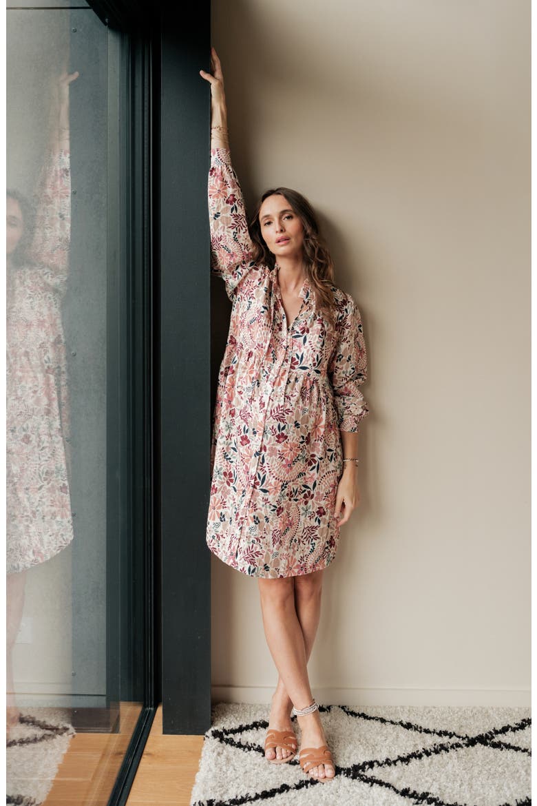 Maternity and Nursing Shirt Shirt Dress Capucine, Alternate, color, Multicolor