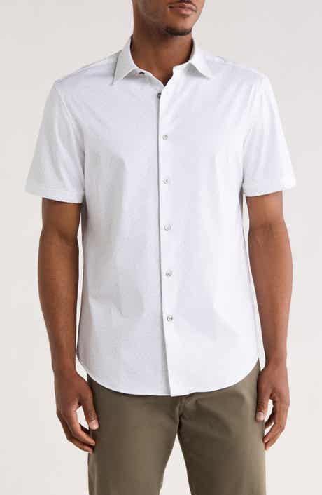 Bugatchi Geometric Short Sleeve Woven Button-Up Shirt