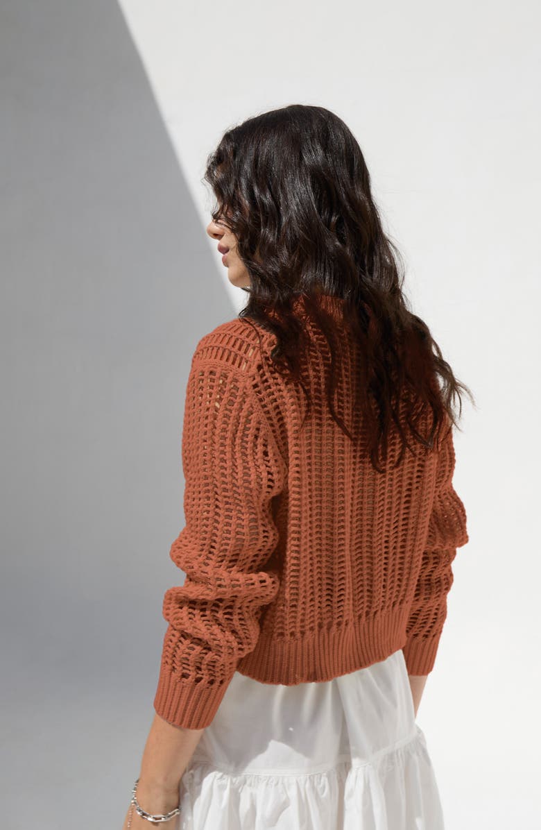 DELUC Einar Crop Open Stitch Sweater, Alternate, color, Bronze