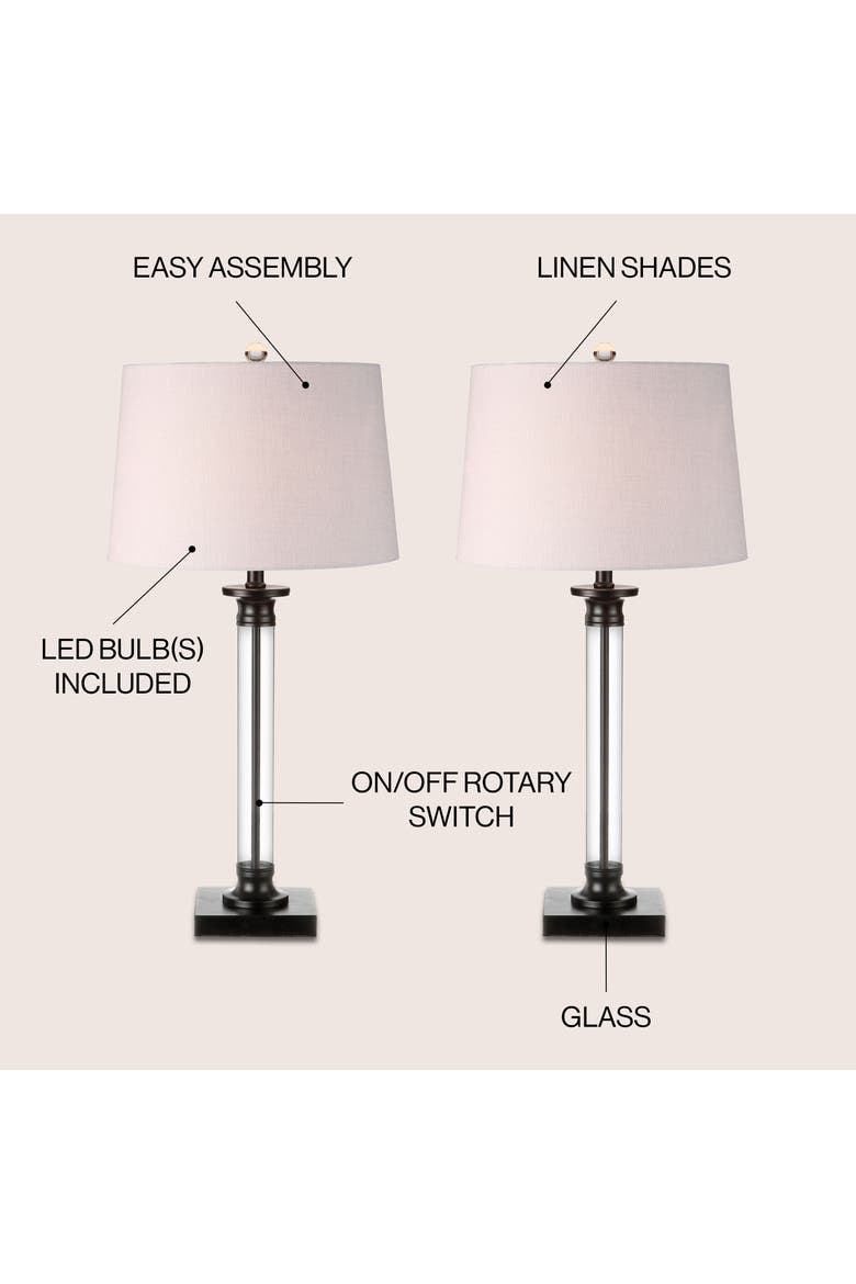 Mason Glass and Metal LED Table Lamp, Alternate, color, Black/Clear