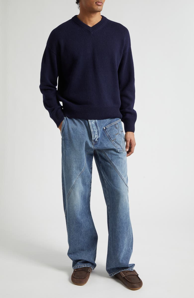 JW Anderson Twisted Workwear Jeans, Alternate, color, Mid Blue