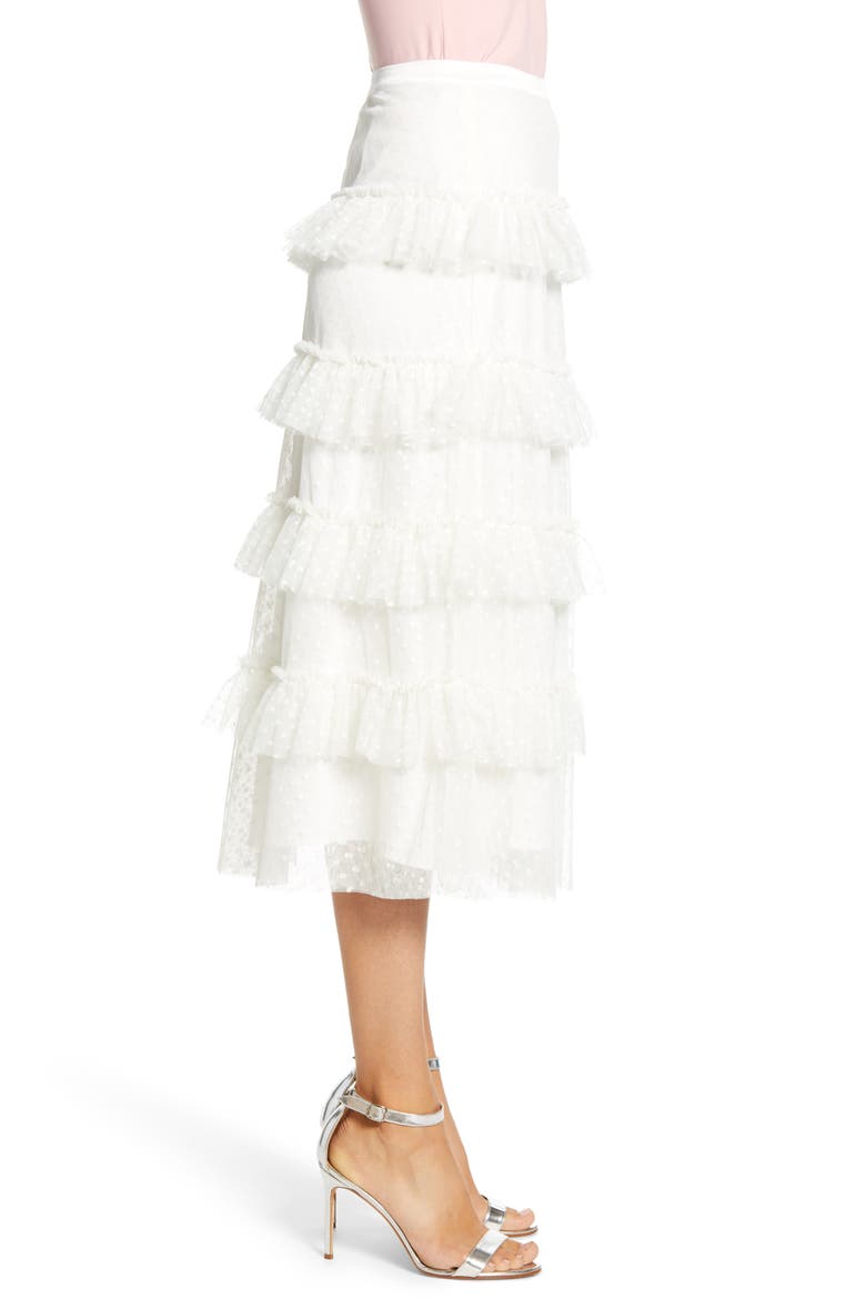 Tiered Dot Mesh Skirt, Alternate, color, IVORY CLOUD