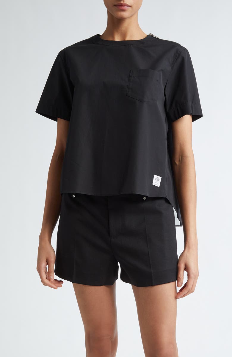 Sacai x Thomas Mason Stripe Mixed Media Top, Main, color, 