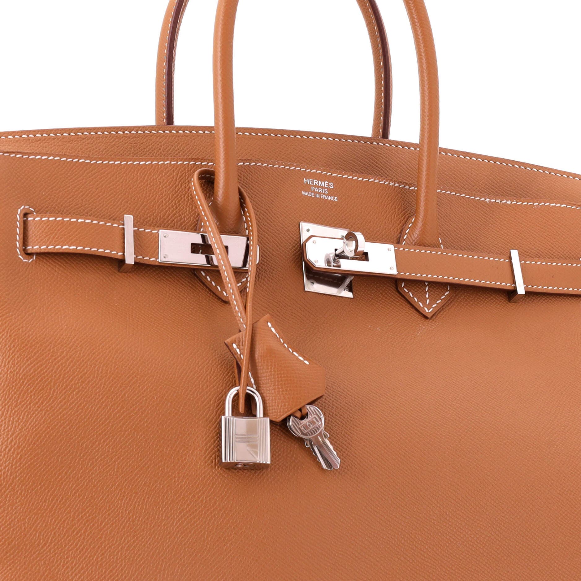 Pre-Owned Hermes Birkin Handbag Brown Epsom with Palladium Hardware 35, Alternate, color, Gold