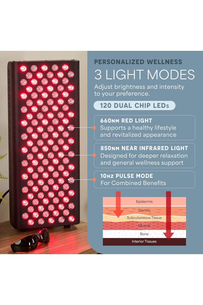 Red Light Therapy Panel 660nm & 850nm Near Infrared Full Body Therapy, Alternate, color, Black