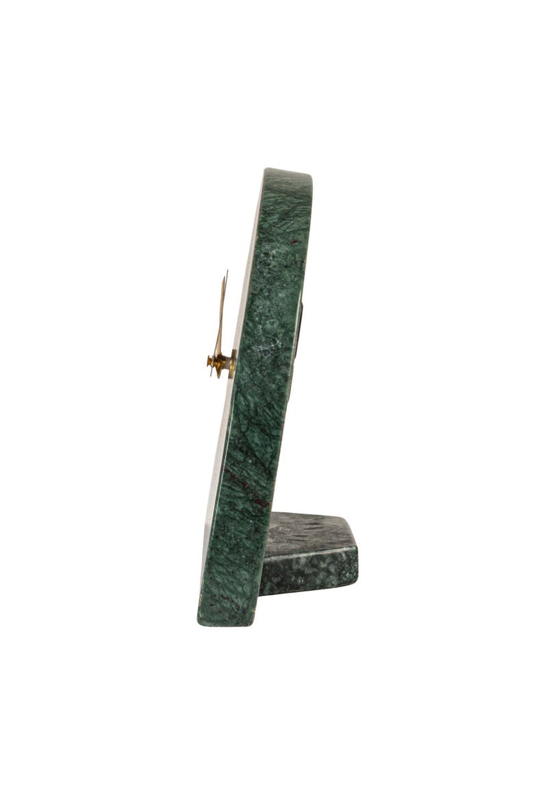 Decorative Half Moon Marble Mantel Clock, Green and Gold, Alternate, color, Green