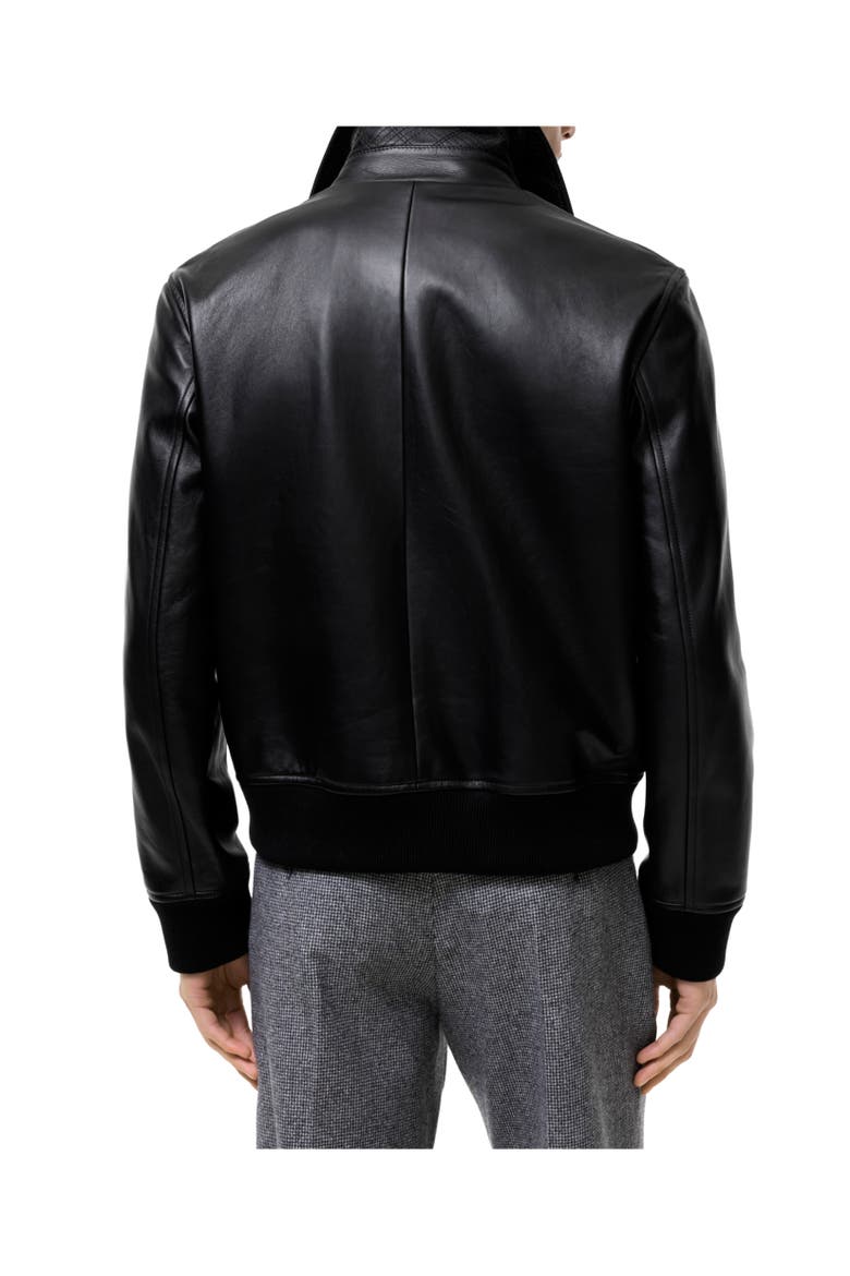 Leather Bloomsbury Harrington Jacket, Alternate, color, Black