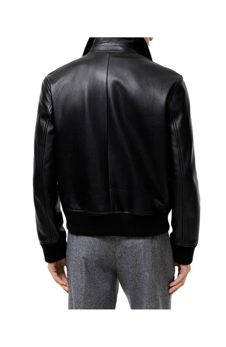 Burberry Leather Bloomsbury Harrington Jacket, Alternate, color, Black