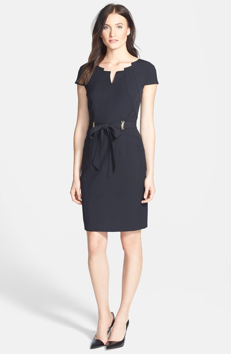 Ellen Tracy Belted Stretch Sheath Dress, Alternate, color,